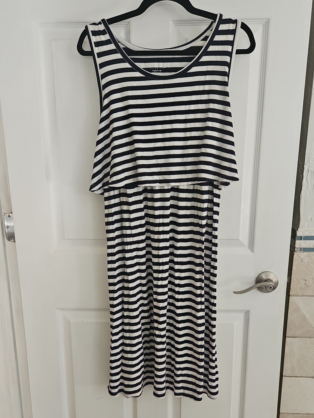 Isabel Maternity Striped Sleeveless Navy & White Maternity/Nursing Dress